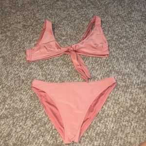 Knot tie bikini and mid rise bottom